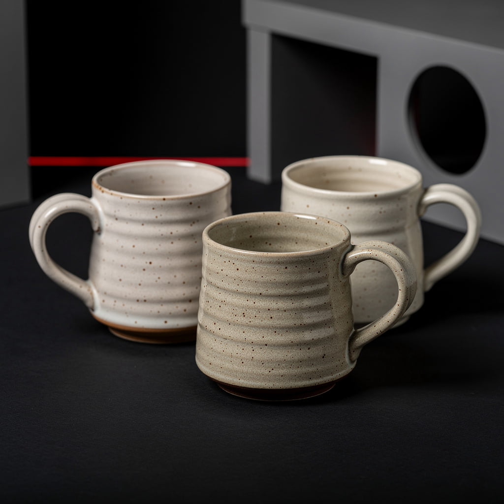 Hand-Thrown Stoneware Mug Set (4)